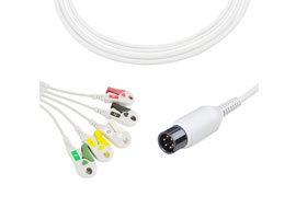 A5137-EC0 Compatível com Direct-Conectar Cabo de ECG AAMI 5-Clipe de chumbo, IEC 6pin