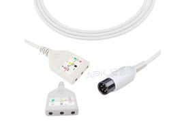 Mindray Datascope A3037-EK2D Compatível Tipo Din ECG Trunk Cable 3-lead AHA / IEC 6pin
